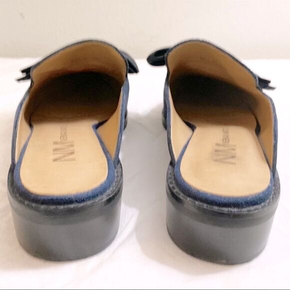 Neiman Marcus Aimy Dark Blue Suede Mules - Picture 3 of 4